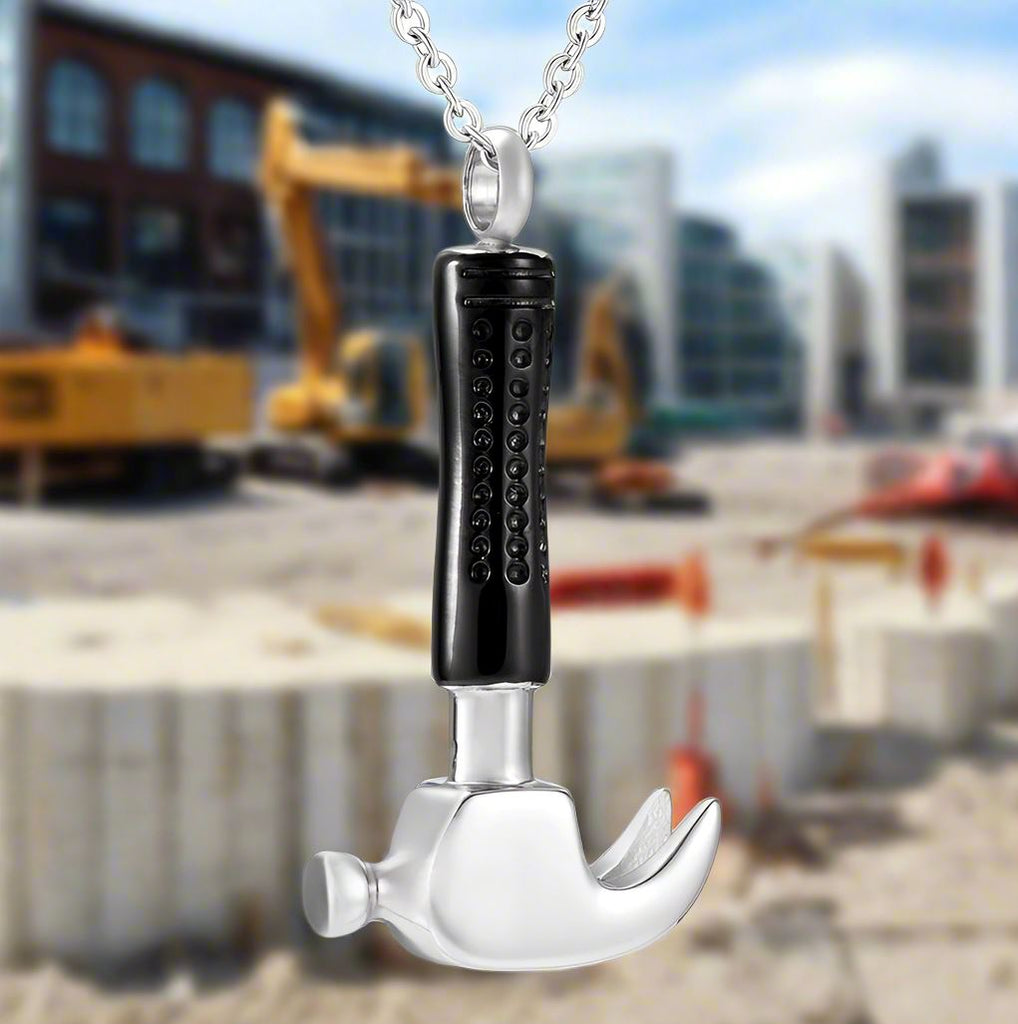 Hammer Shaped Cremation Urn Necklace Cremation Necklace Cherished Emblems 