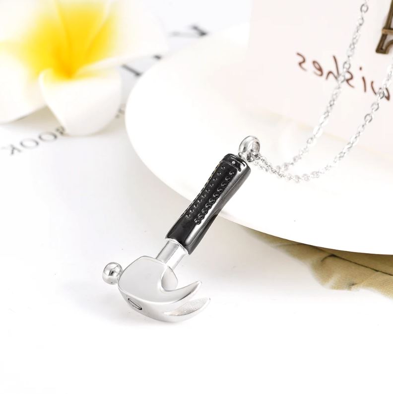 Hammer Shaped Cremation Urn Necklace Cremation Necklace Cherished Emblems 