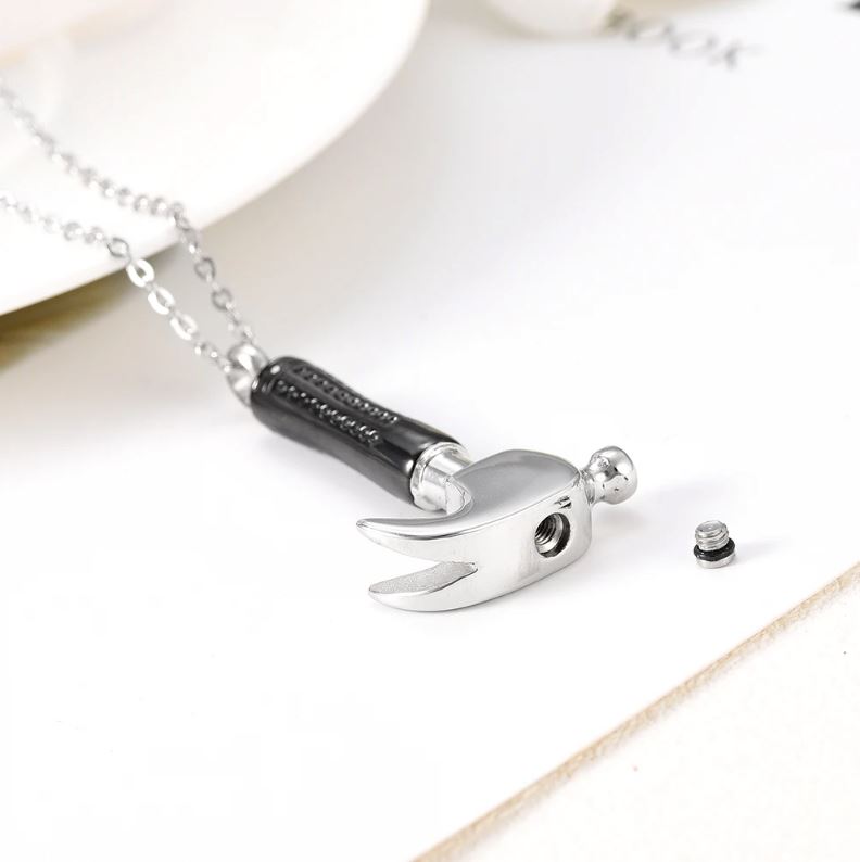 Hammer Shaped Cremation Urn Necklace Cremation Necklace Cherished Emblems 