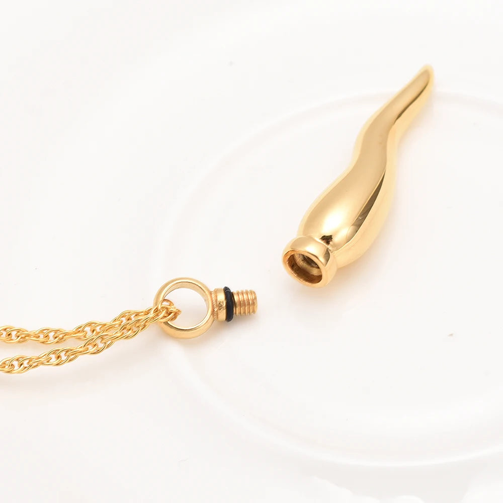 Open Gold Italian Horn Cornicello Urn Necklace