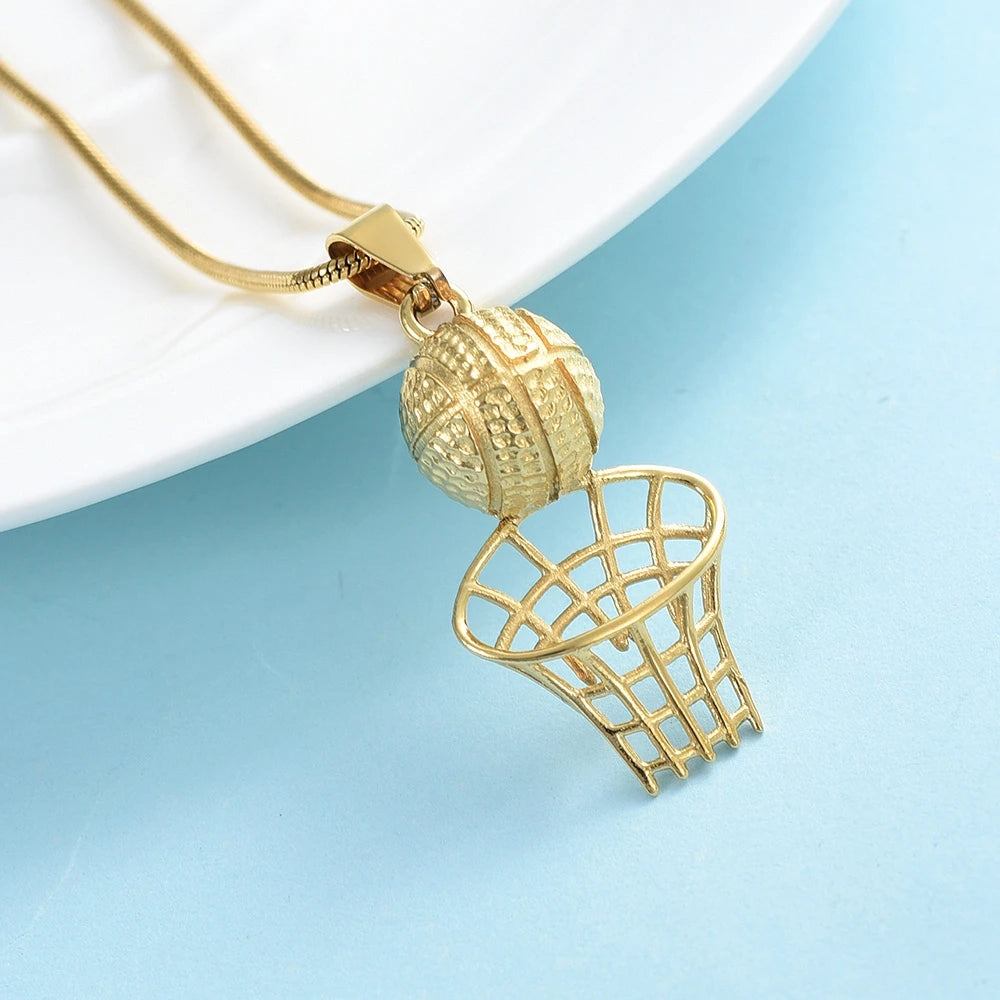 Basketball & Net Cremation Urn Necklace Cremation Necklace Cherished Emblems Gold 