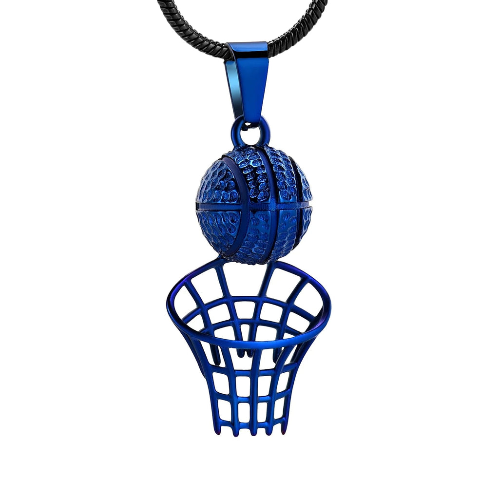 Basketball & Net Cremation Urn Necklace Cremation Necklace Cherished Emblems Blue 