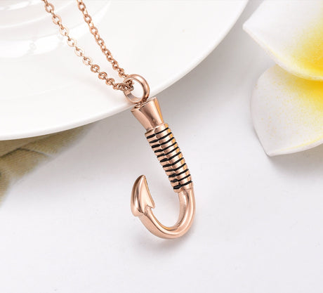 Rose Gold Fish Hook Jewelry for Ashes