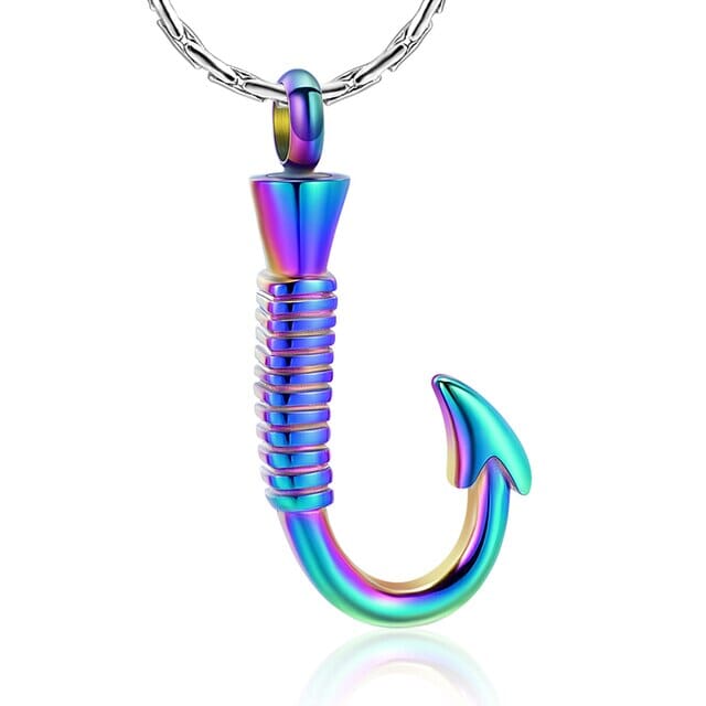  BY Cremation Ashes Fish Hook Urn Necklace Holder Memorial  Pendant Stainless Steel Waterproof Pendant Black : Pet Supplies