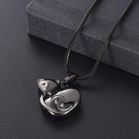 Black Cat Heart Pet Cremation Jewelry for Ashes Urn Necklace Ash Pendant  Kitten Kitty Memorial Gift Stainless Steel Chain Loss Ladies Girls - Etsy
