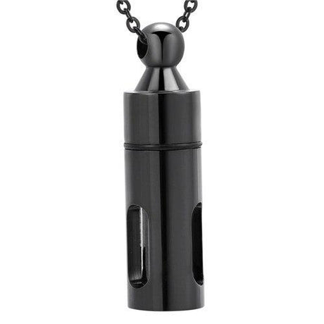 Cylinder Capsule Secret Message Vial Cremation Ash Urn Necklace in  Stainless Steel Stash Locket Wing and Crystal Dangle Necklace