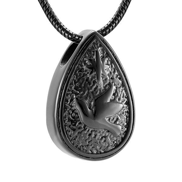 Cremation Necklace - Dove Peace Teardrop Cremation Urn Necklace