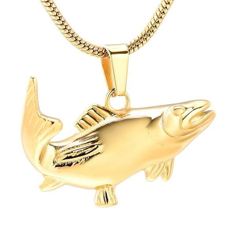 Leaping Bass Fish Cremation Ash Necklace