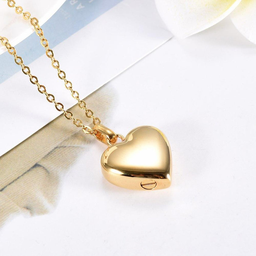 Gold/Silver Highly Polished Heart - Cremation Urn Necklace – Cherished ...