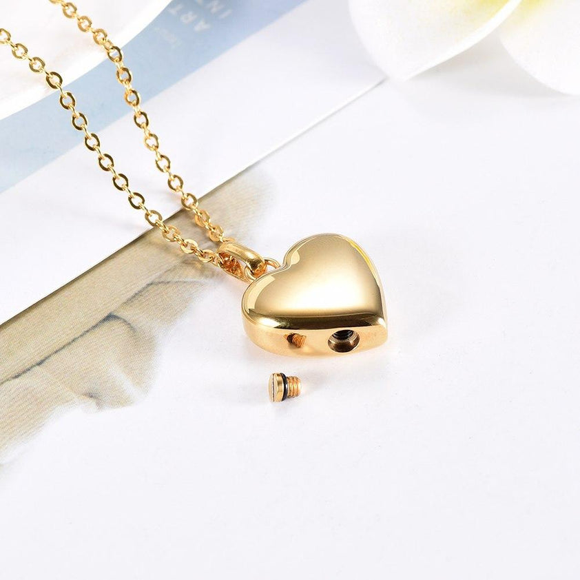 Gold/Silver Highly Polished Heart - Cremation Urn Necklace – Cherished ...