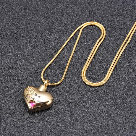 Small Rhinestone Heart Lock Necklace, Gold