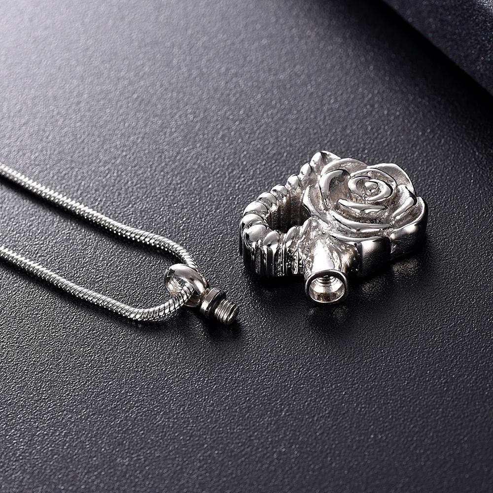 Cremation Necklace - Silver Floral Heart Cremation Urn Necklace