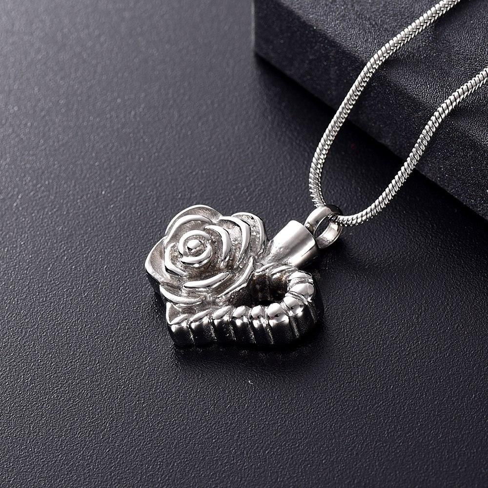 Cremation Necklace - Silver Floral Heart Cremation Urn Necklace