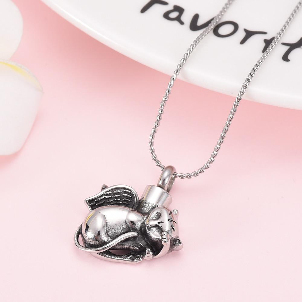 cremation necklace silver sleeping cat angel cremation urn necklace 4