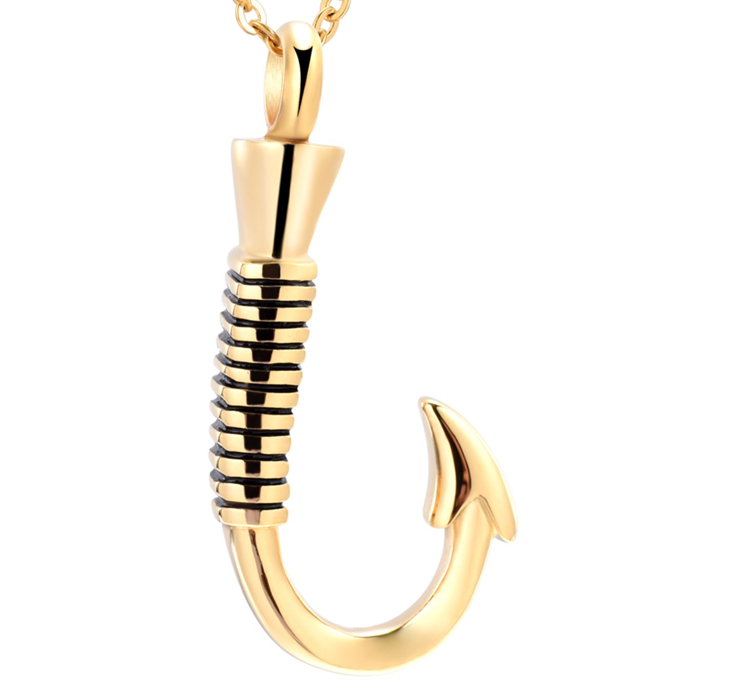 Fish Hook Urn Cremation Jewelry - Ash Necklace - Cherished Emblems